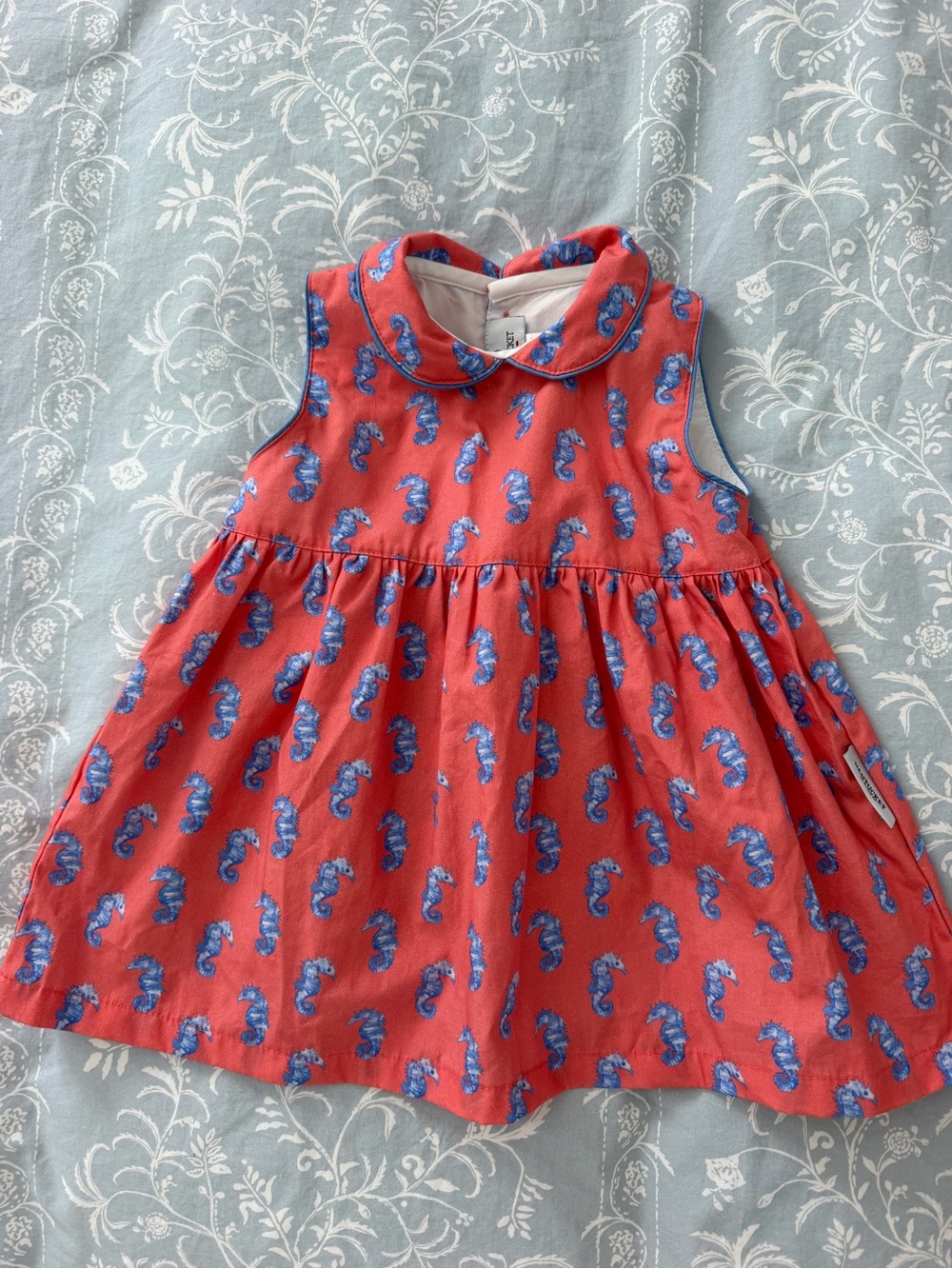Nantucket Kids Coral Seahorse Print Sleeveless Dress